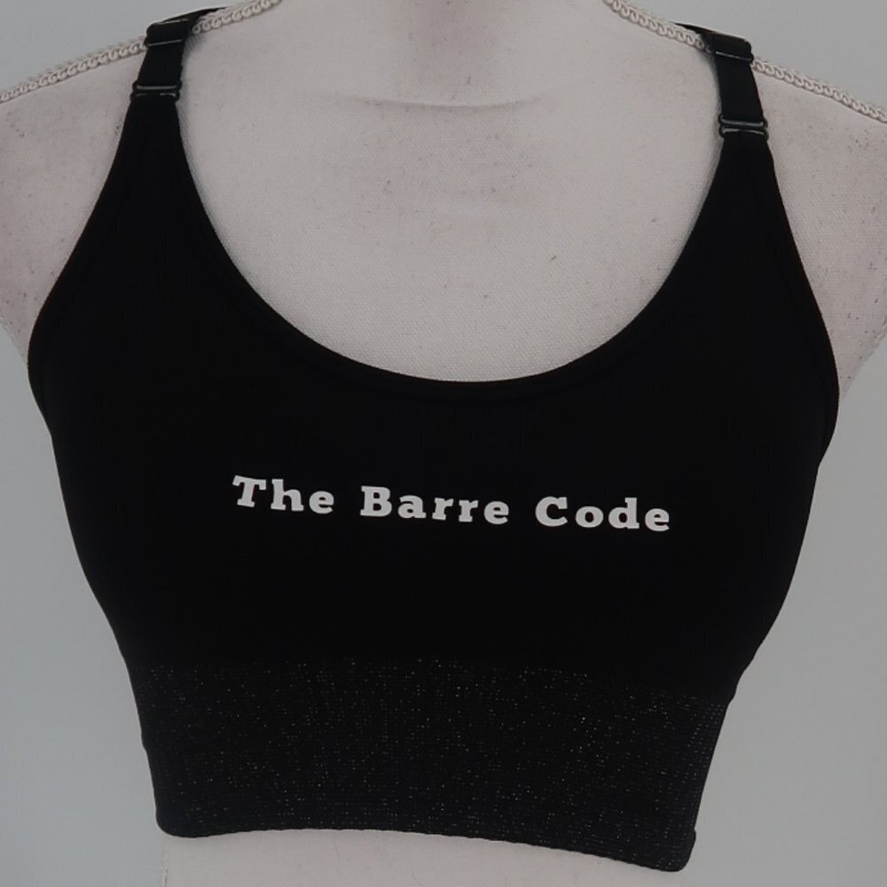 The Barre Code Women's Black Sparkly sports bra Size Small Stretchy
